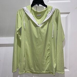 Columbia Sportswear Company Women's Hooded Sweatshirt Green V Neck Top Size S